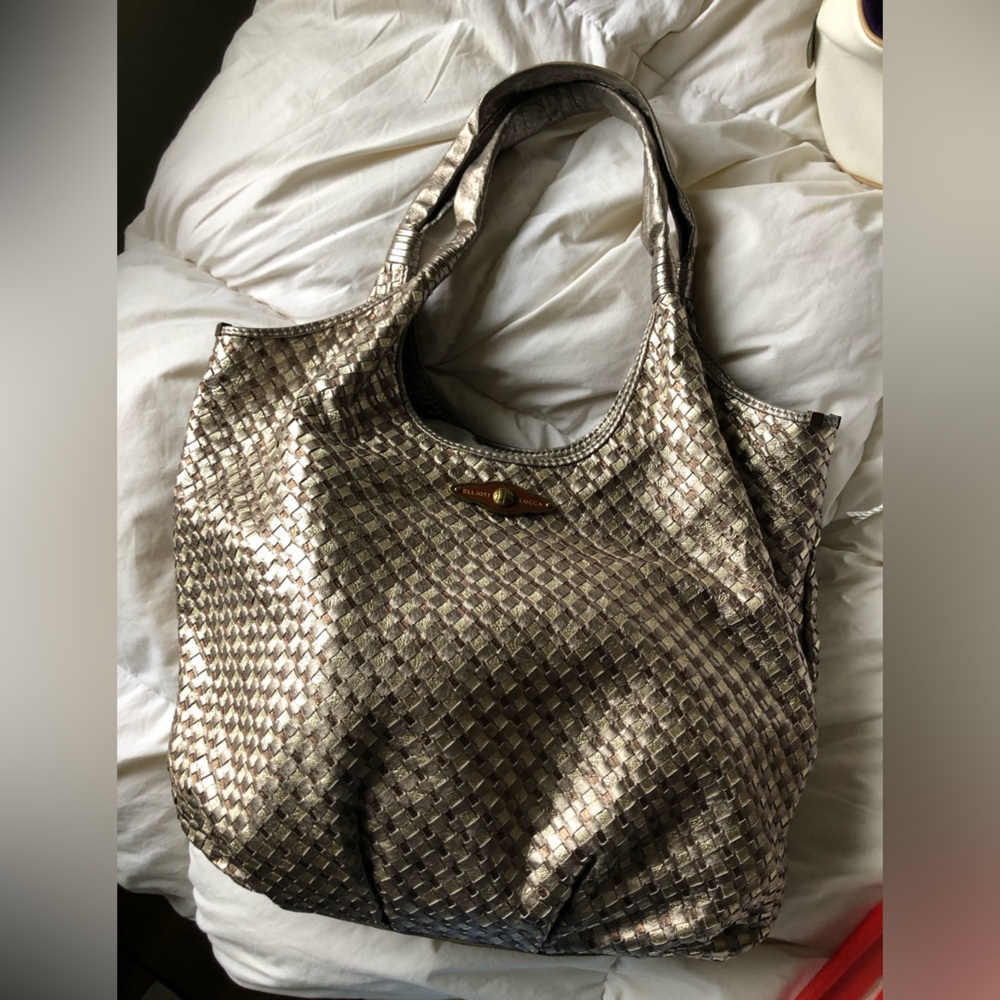 Elliott Lucca Metallic Woven Tote Bag